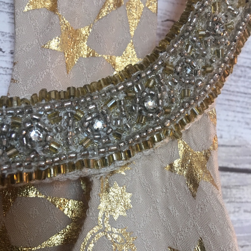 Kimchi Blue Cornelia Beaded Neck Gold Mini Dress - Picture 3 of 7